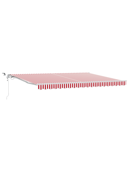 Automaattinen sisäänkäytettävä markiisi LED punaisella ja valkoisella raidalla 450x350 cm