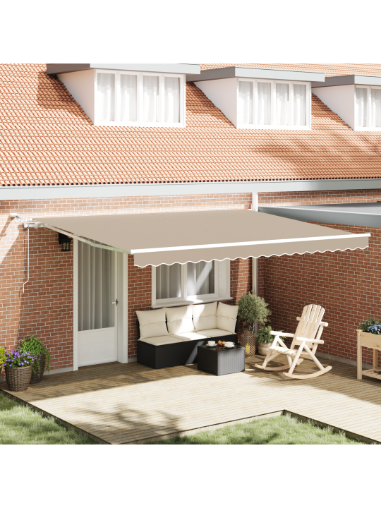 Automaattisesti sisäänvedettävä markiisi led-valolla beige 450x350 cm