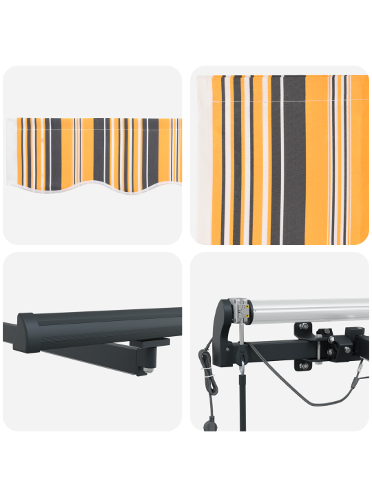 Automaattisesti sisäänvedettävä markiisi led-moniväriraidalla 500x300 cm