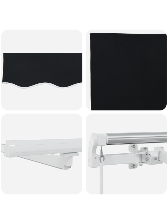 Käsikäyttöinen vetäytyvä markiisi led-valolla musta 500x350 cm