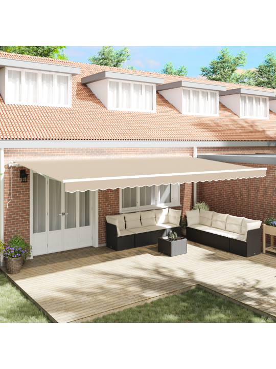 Automattinen sisäänvedettävä markiisi beige 600x350 cm