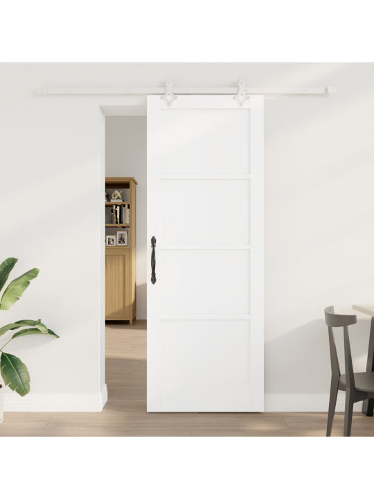 Liukuovi varusteilla valkoinen 78x211 cm massiivipuusta mänty