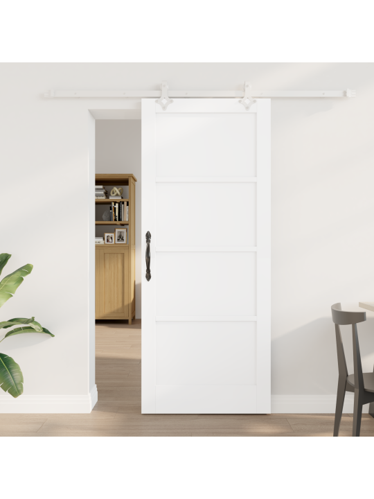 Liukuovi tarvikkeilla valkoinen 83x202 cm massiivimänty