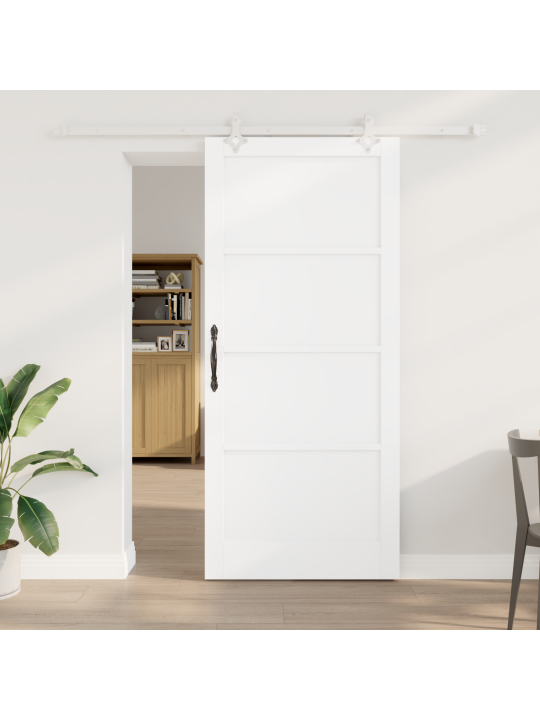 Liukuovi varustesarjalla valkoinen 93x211 cm tukevasta puusta mänty