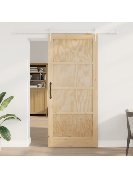 Liukuovi tarvikkeilla 93x211 cm täysi puu mänty