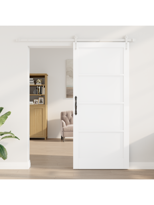 Liukuovi tarvikkeineen valkoinen 93x211 cm massiivinen puu mänty