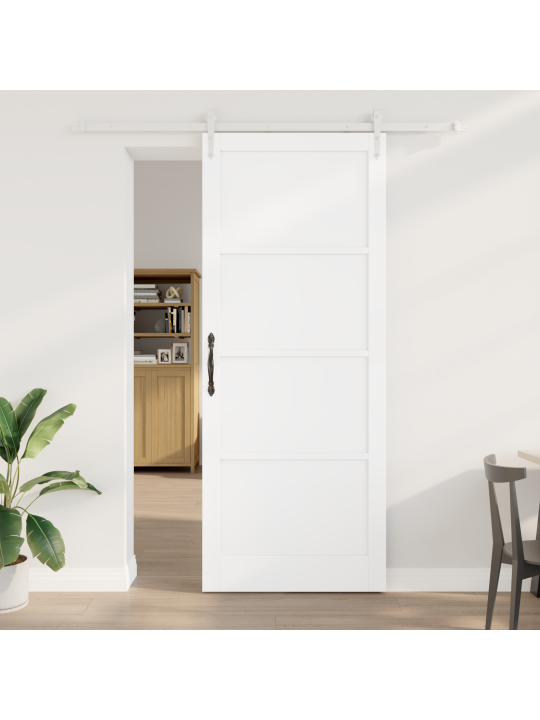 Liukuovi liukuosilla valkoinen 93x232 cm massiivimänty