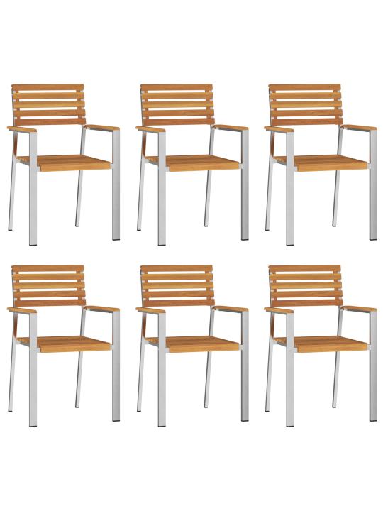 Pinottavat pihan tuolit 6 kpl 54.5x56x89 cm täysi akaasiapuu