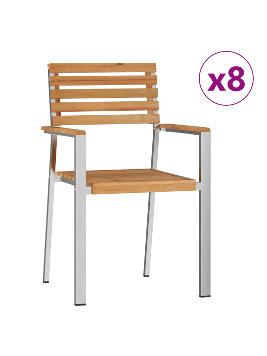 Pinottavat puutarhatuolit 8 kpl 54.5x56x89 cm täysi tiikki