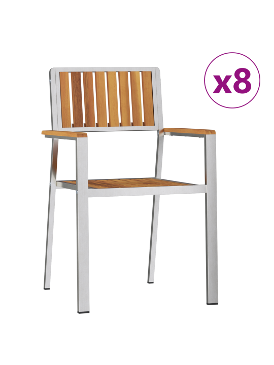 Pinottavat puutarhatuolit 8 kpl 54.5x56x87 cm täysi akaasiapuu