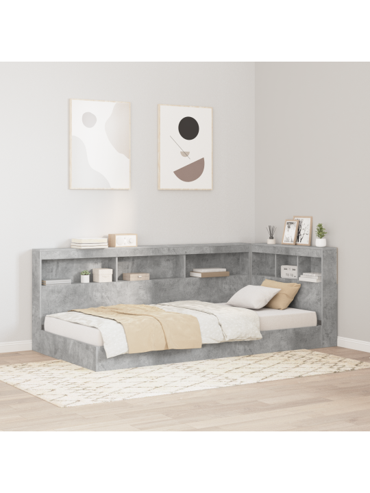 Kirjahylly sänky betoniharmaa 90x190 cm viimeistelty puu