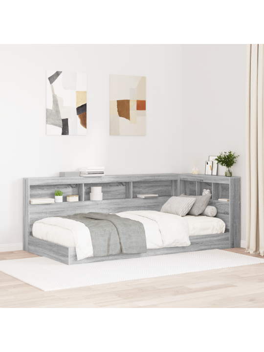 Kirjahyllyvuode harmaa sonoma 90x190 cm tekninen puu