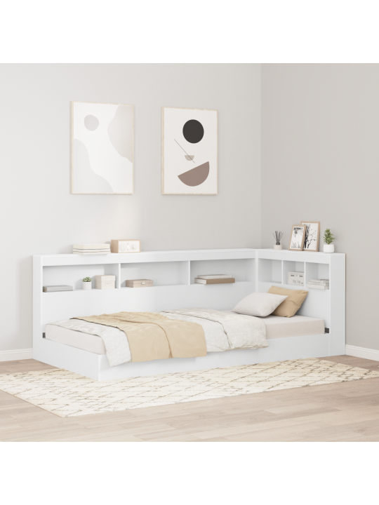 Kirjahylly sänky valkoinen 75x190 cm insinööripuusta