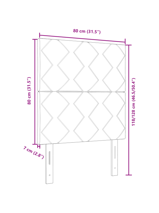 Vaaleanpunainen samettipääty timanttiblokeilla - 80 cm