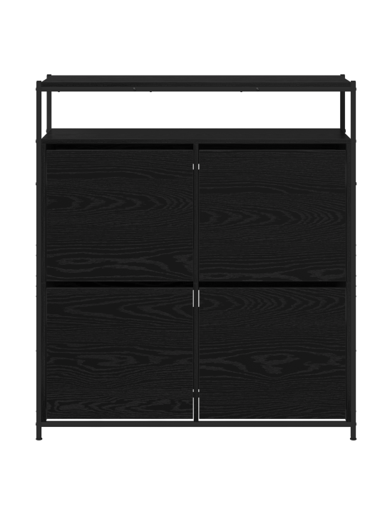 Kengäteline 4 kääntyvällä laatikolla musta tammi 100x34x112 cm