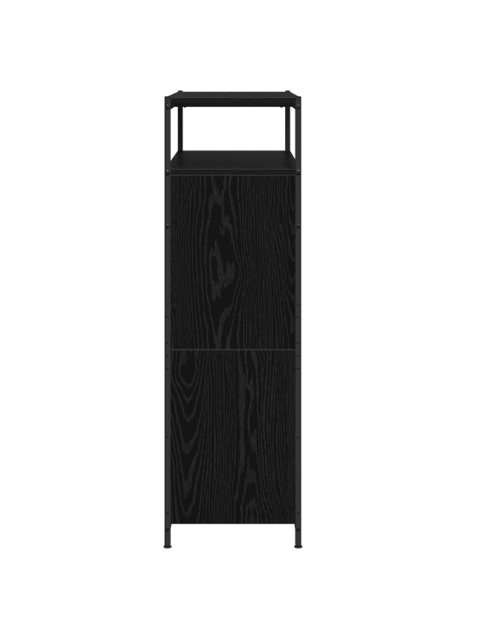 Kengäteline 4 kääntyvällä laatikolla musta tammi 100x34x112 cm