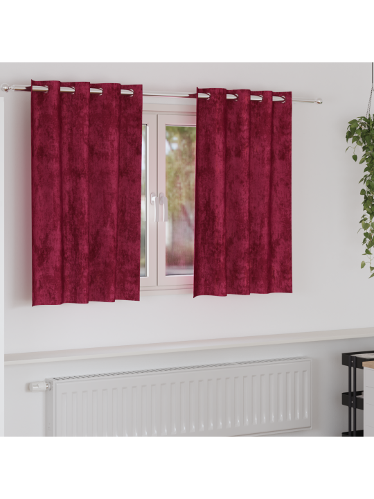 Samettiverhot Viininpunainen Polyesteri 140 x 140 cm Verho