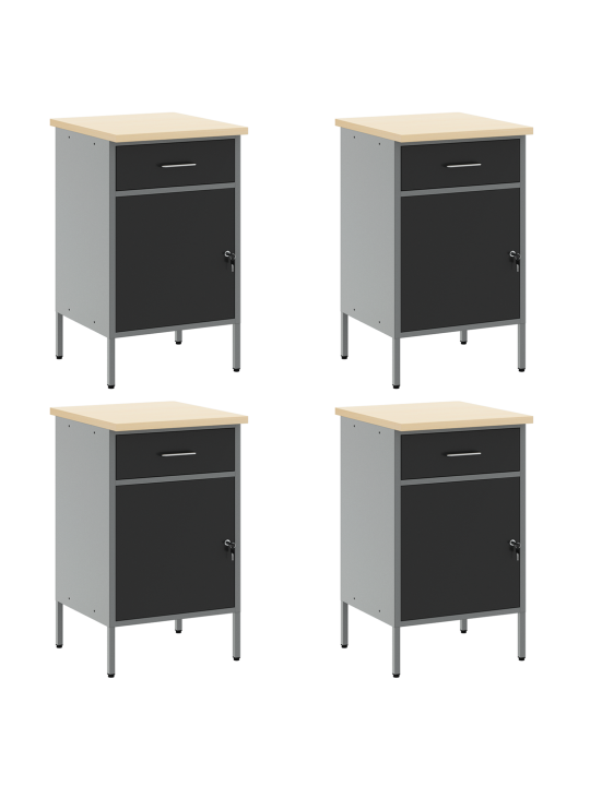 10 osan työkaappi ja pegboard-setti musta MDF ja metalli