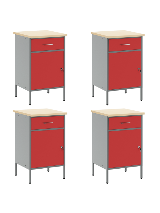 10-osainen työkalukaappi ja pegboard setti punainen mdf ja metalli