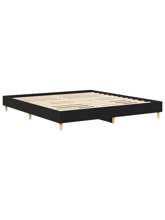 Sängyn runko musta tammi 200x200 cm teollistettu puu