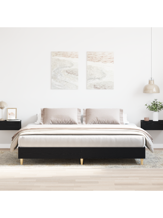 Sängyn runko musta tammi 200x200 cm teollistettu puu