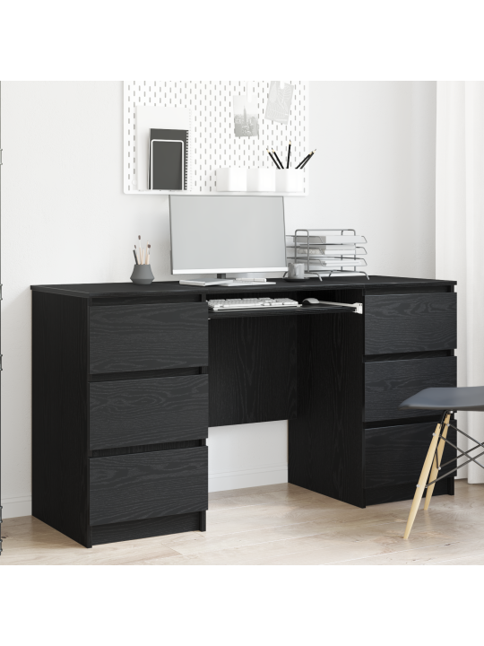 Pöydät 2 kpl musta tammi 140x50x76 cm keinotekoinen puu