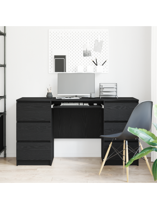 Pöydät 2 kpl musta tammi 140x50x76 cm keinotekoinen puu