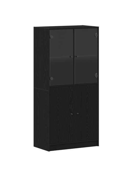 Korkea kaappi ovilla musta tammi 68x37x142 cm tekninen puu