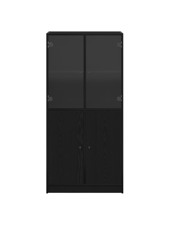 Korkea kaappi ovilla musta tammi 68x37x142 cm tekninen puu