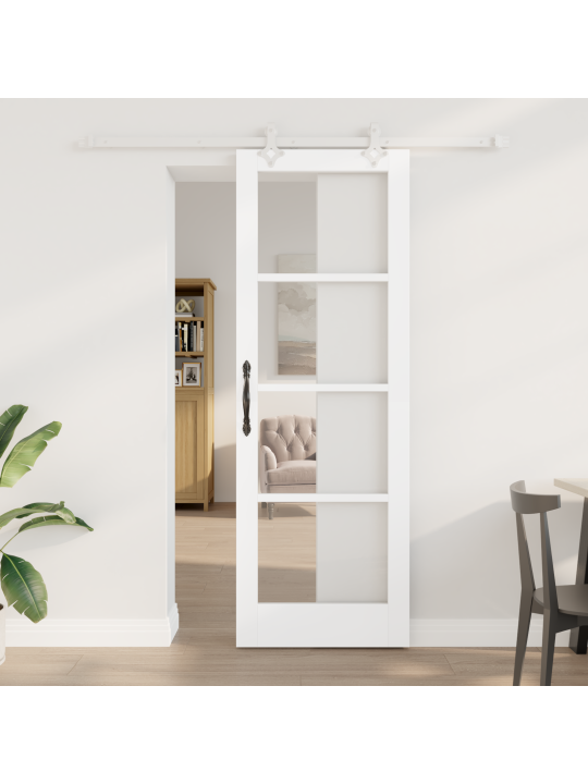 Liukuovi varusteiden kanssa valkoinen 73.5x211 cm massiivipuu mänty