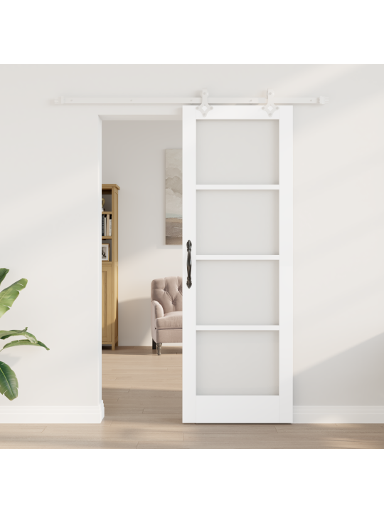 Liukuovi varusteiden kanssa valkoinen 73.5x211 cm massiivipuu mänty