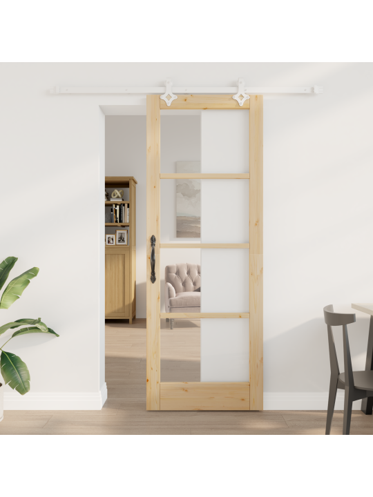 Liukuovi tarvikkeilla 78x211 cm massiivipuusta männystä