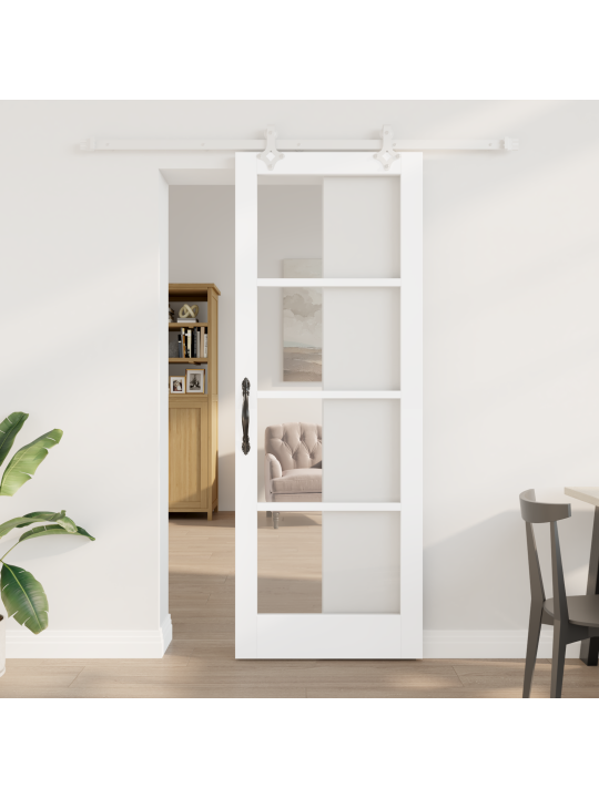 Liukuovi tarvikkeineen valkoinen 78x211 cm täyspuuta mäntyä