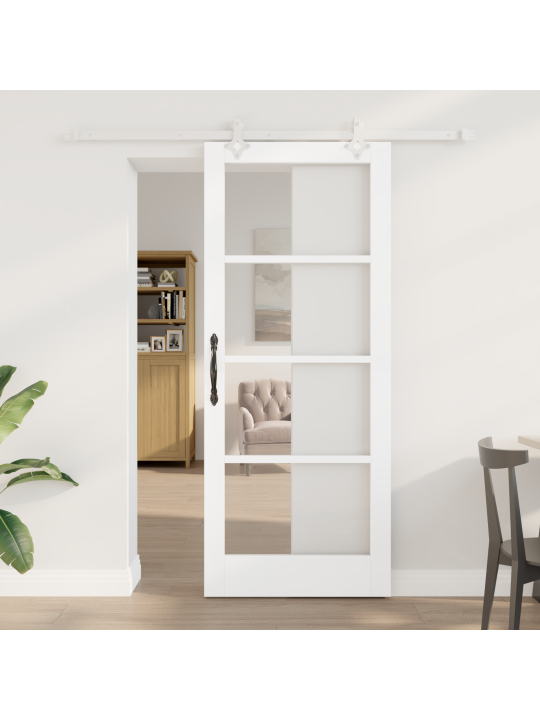 Liukuovi tarvikkeineen valkoinen 83x202 cm massiivimänty