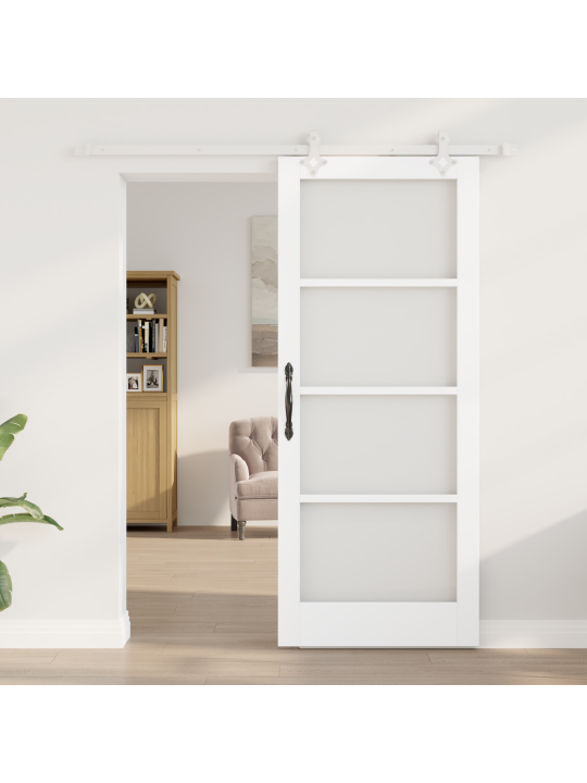 Liukuovi tarvikkeineen valkoinen 83x202 cm massiivimänty