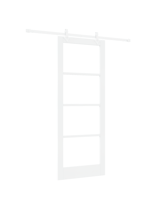 Liukuovi varusteiden kanssa valkoinen 83x211 cm massiivipuusta männystä