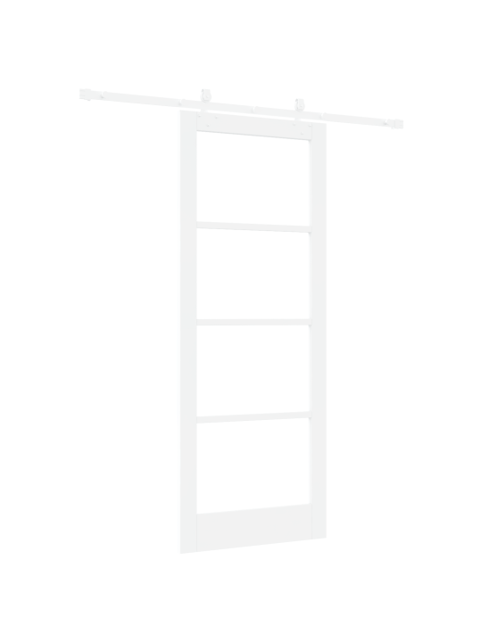 Liukuovi varusteiden kanssa valkoinen 83x211 cm massiivipuusta männystä