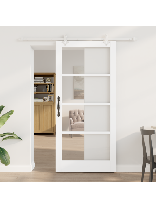 Liukuovi varusteilla sarja valkoinen 93x202 cm massiivipuuta mänty