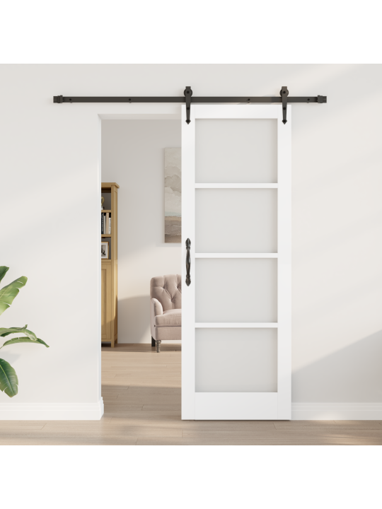 Liukuovi kiinnityspakettilla valkoinen 73.5x211 cm massiivipuinen mänty