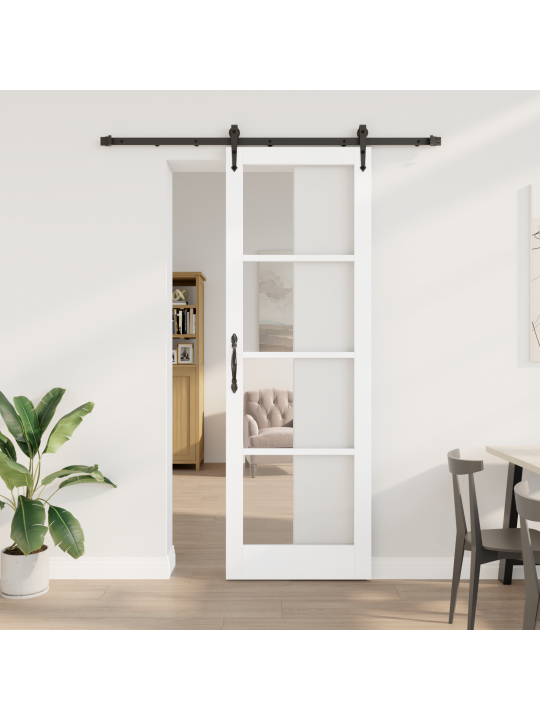 Liukuovi tarvikkeineen valkoinen 78x232 cm massiivipuuta mänty