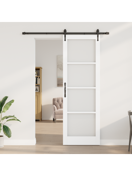 Liukuovi tarvikkeineen valkoinen 78x232 cm massiivipuuta mänty