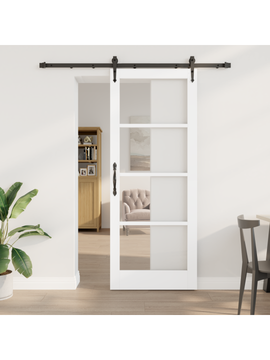 Liukuovi tarvikkeilla valkoinen 83x211 cm kiinteä puu mänty