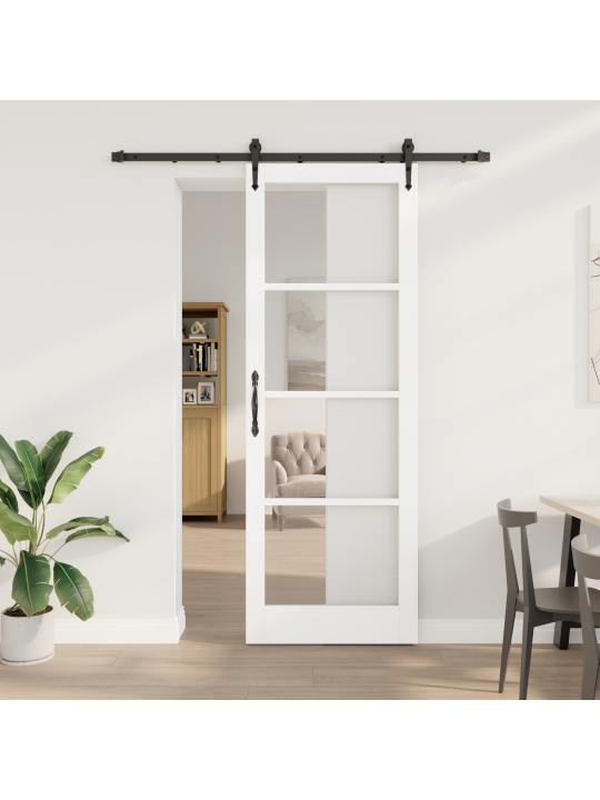 Liukuovi varusteineen valkoinen 83x232 cm massiivimänty