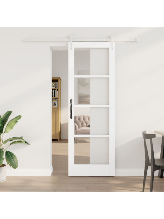 Liukuovi tarvikkeilla valkoinen 73,5x211 cm massiivipuusta mänty