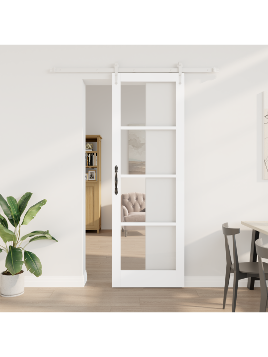Liukuovi tarvikkeilla valkoinen 78x232 cm massiivimännystä