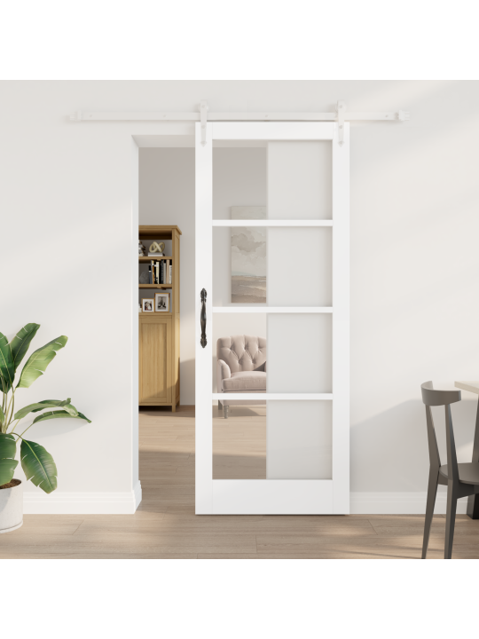 Liukuovi tarvikkeilla valkoinen 83x211 cm täyspuinen mänty