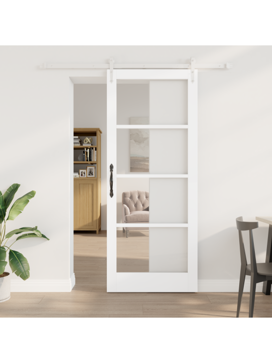 Liukuovi varusteet setti valkoinen 86x211 cm massiivipuu mänty
