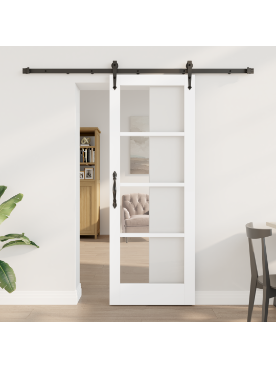 Liukuovi ovivarusteilla valkoinen 73.5x198.5 cm massiivipuusta mänty