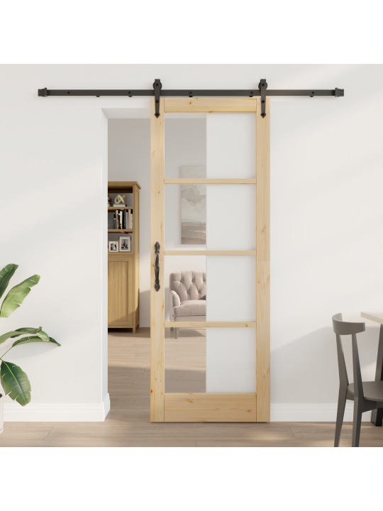 Liukuovi tarvikkeilla setti 78x211 cm täysi puu mänty