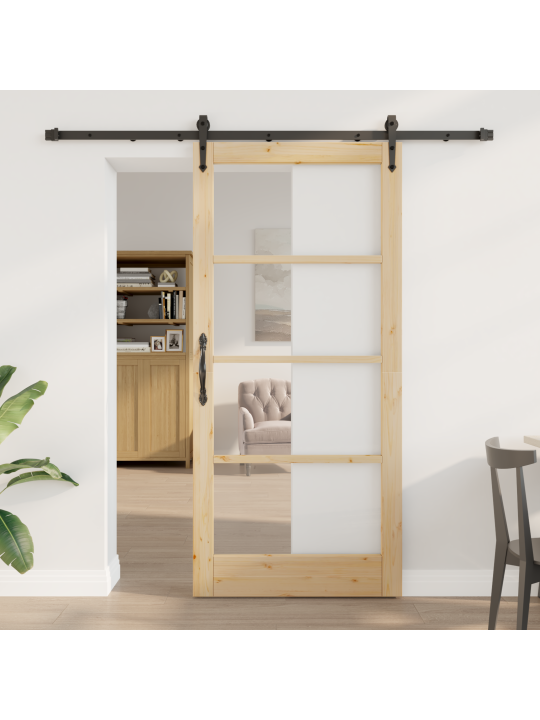 Liukuovi tarvikkeineen 93x202 cm massiivipuusta mänty